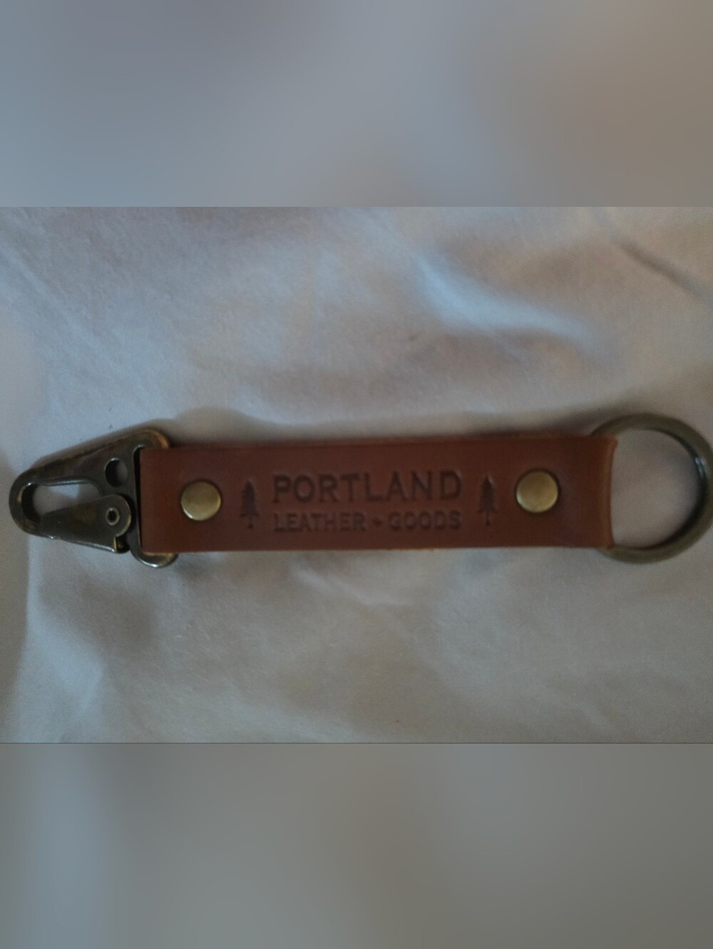 PLG Light Brown Leather Key Fob with Brass Hardware (Large)